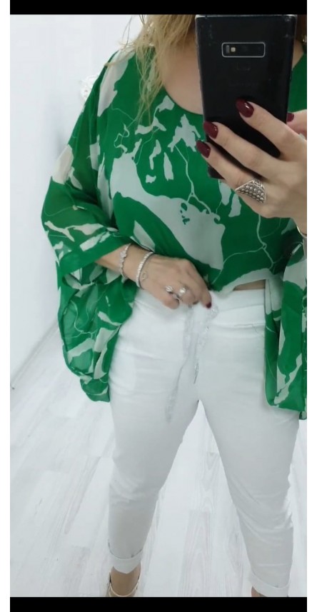 Ful likralı beyaz pantolon 