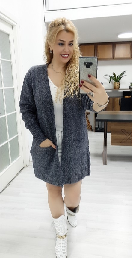 KOYU FÜME TRİKO CEKET