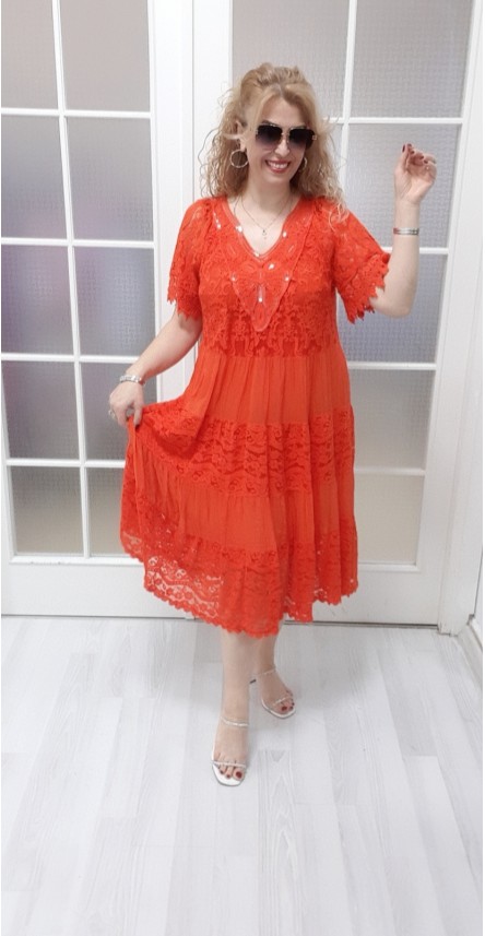 oranje italyan elbise