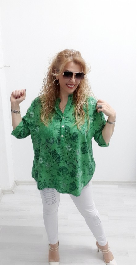 yeşil vual italyan bluz