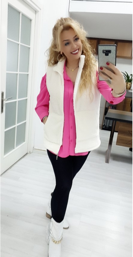 ekru peluş yelek