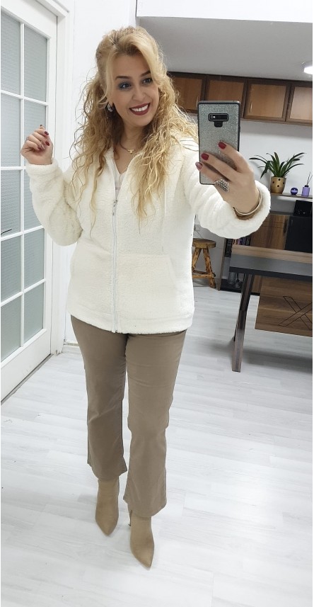 ekru peluş ceket
