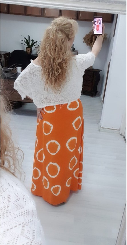 turuncu batik  etek