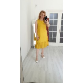 Düz Elbise Sarı renk Pamuklu 