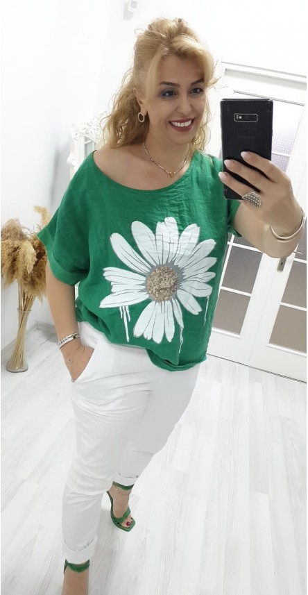 Bluz Papatya Desen İtalyan Stil
