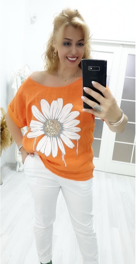 Bluz Papatya desen İtalyan stil