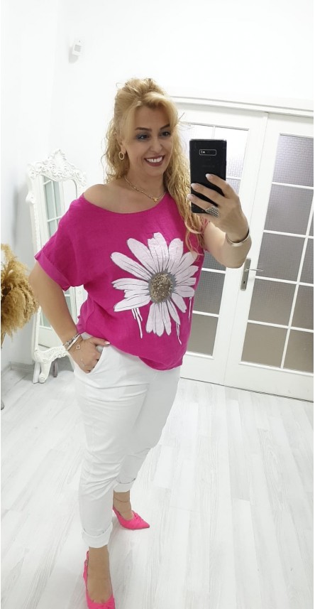 Bluz Papatya Desen İtalyan Stil