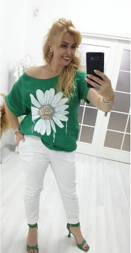 Bluz Papatya Desen İtalyan Stil