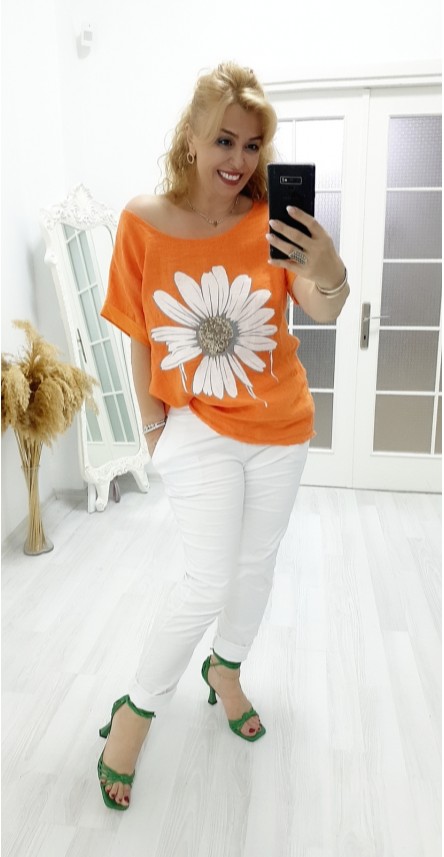 Bluz Papatya desen İtalyan stil