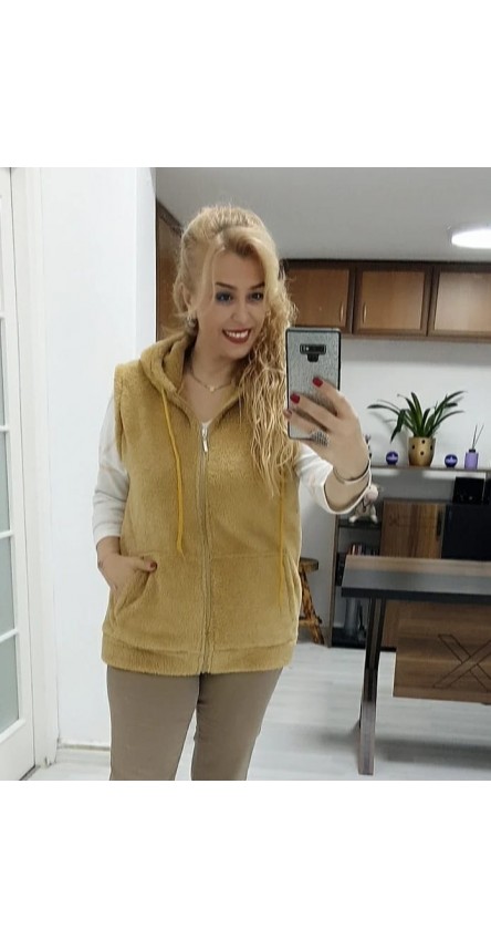 hardal peluş yelek