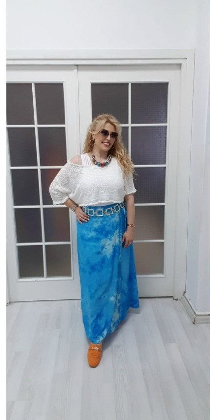 mavi batik etek