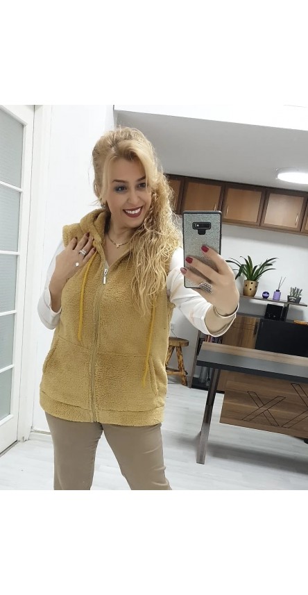 hardal peluş yelek