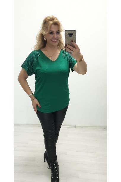 yeşil pulpayet bluz