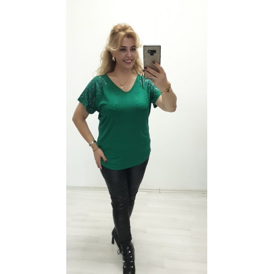 yeşil pulpayet bluz