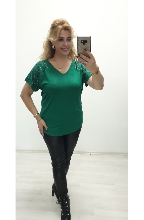 yeşil pulpayet bluz