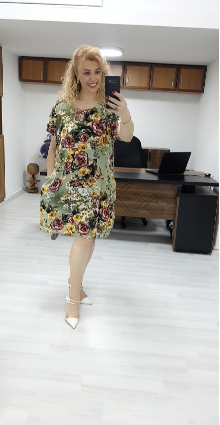 Gül Bahçesi yeşil elbise 